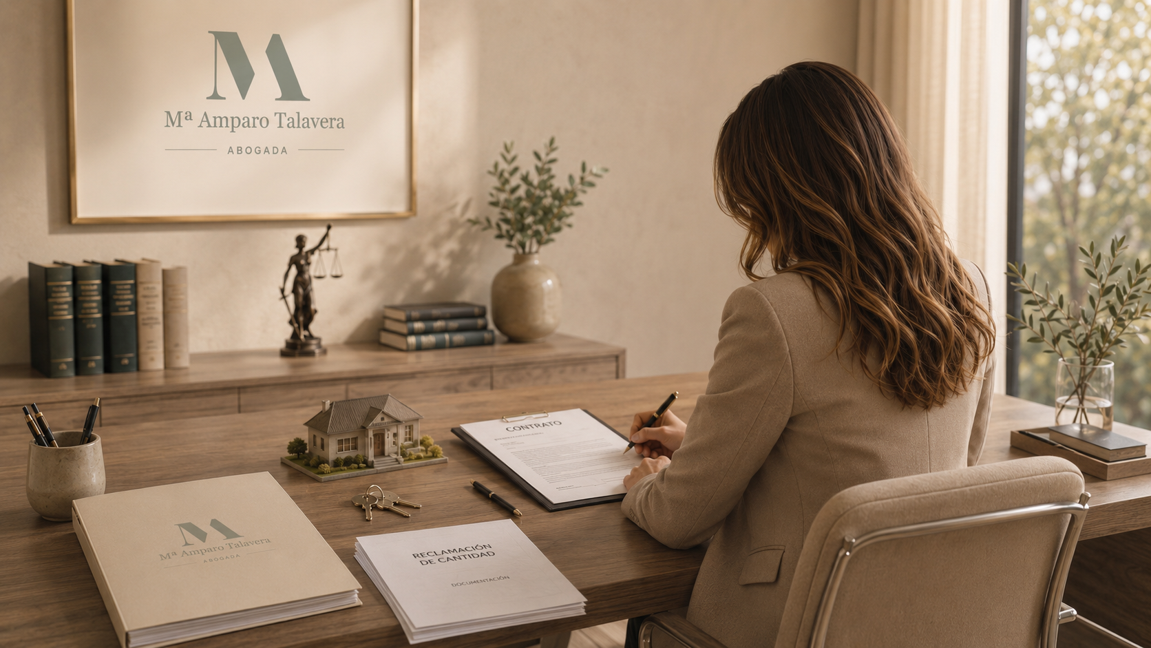 Abogada de Derecho Civil en despacho de Algemesí revisando contratos, reclamación de cantidad y documentación inmobiliaria
